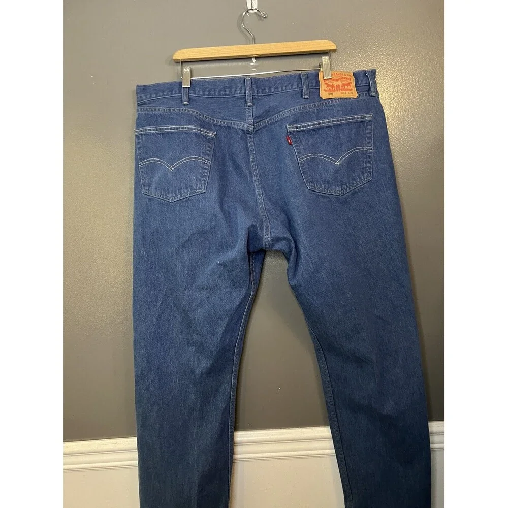 Levis 501 Jeans Mens 46x32 Blue Denim Button Fly Straight Leg Big Tall